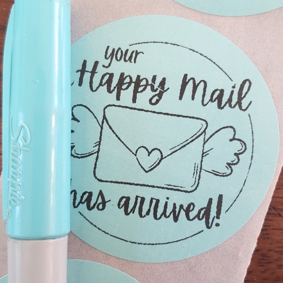 3/$15 Set of 50 LARGE 2 INCH ROUND HAPPY MAIL STICKERS BLUE - Picture 5 of 7